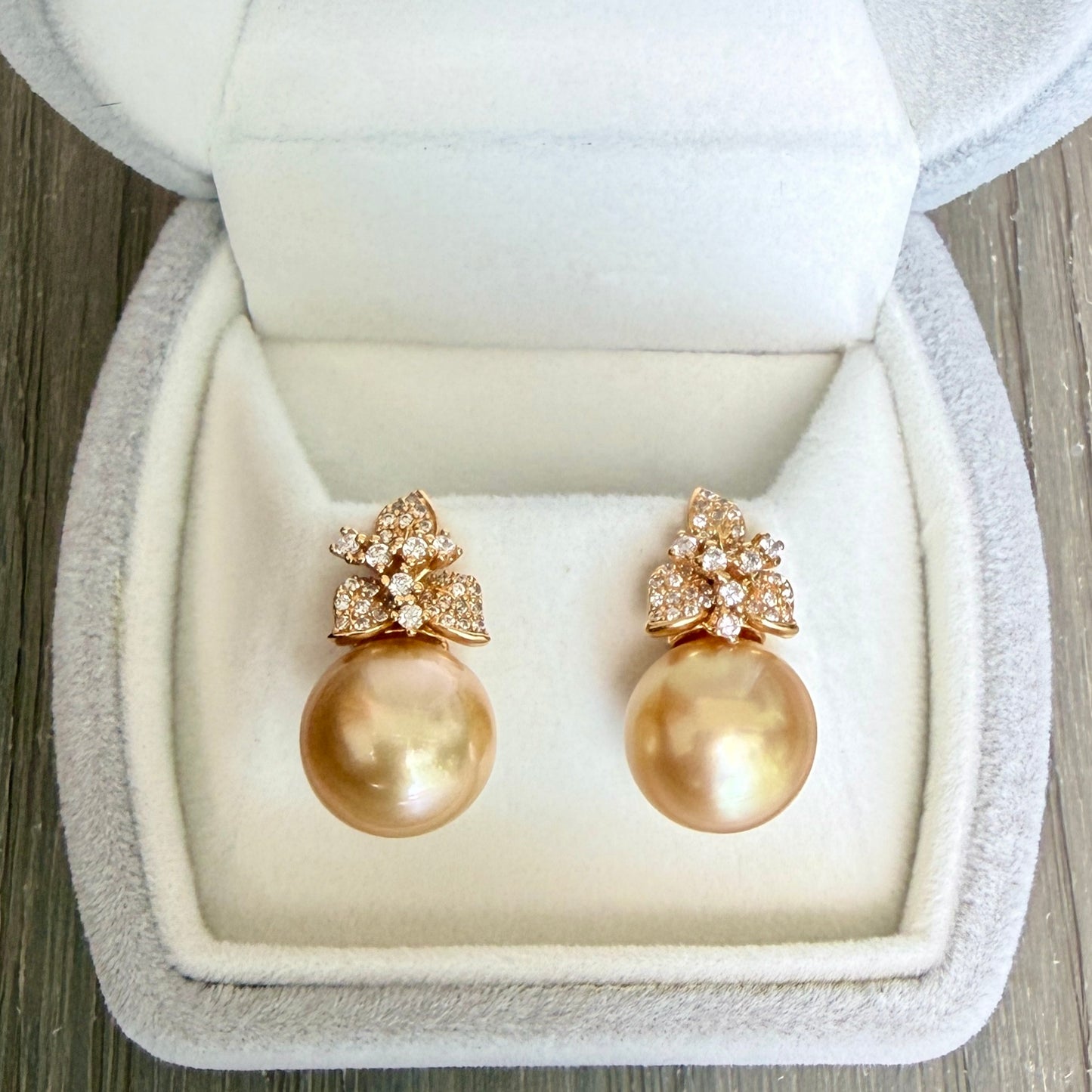 12mm Golden South Sea Pearl Earrings