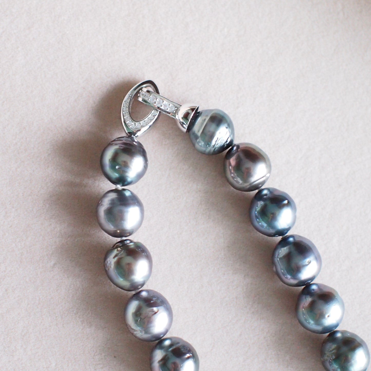 Baroque Tahitian Pearl Necklace // Platinum Gray // 12-14mm