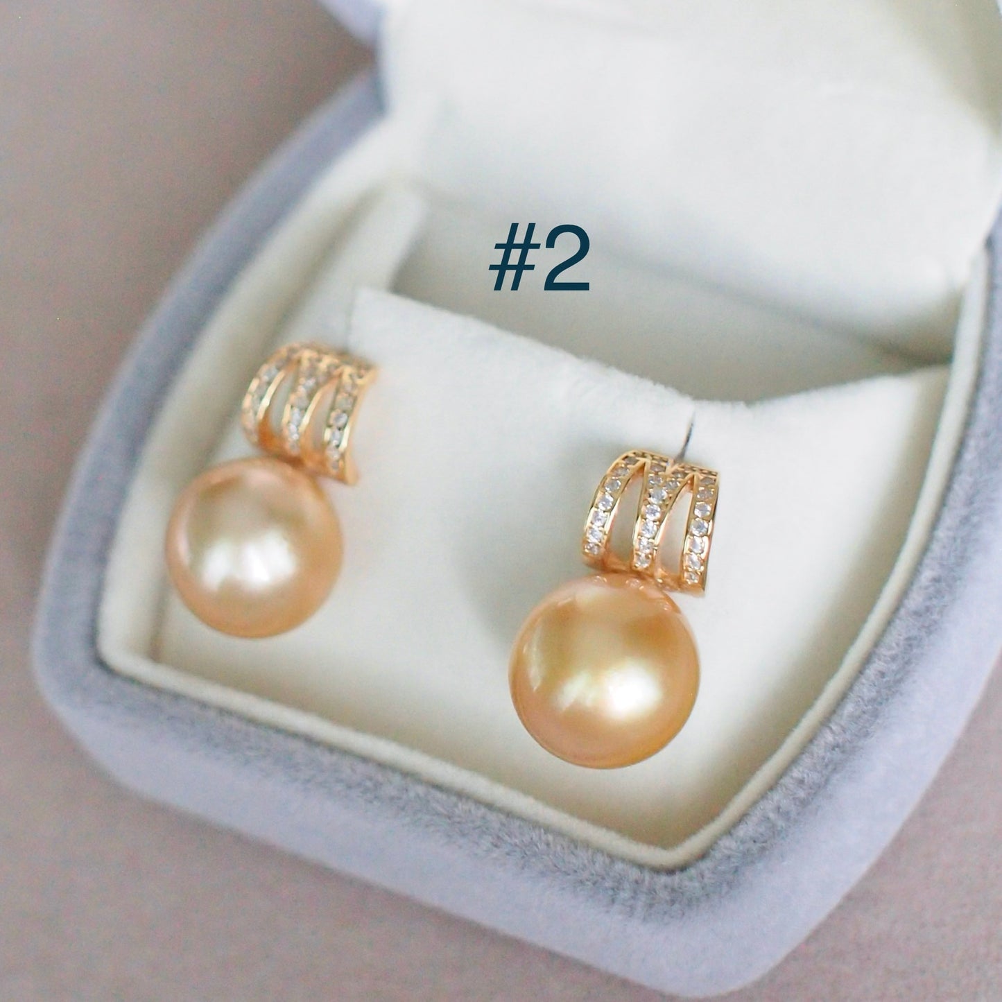 Golden South Sea Pearl Earrings // 12mm // Vermeil Setting