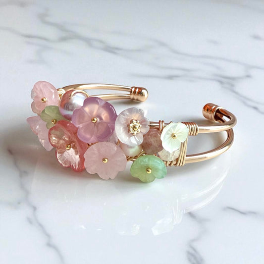 Cuff Bracelet // Gems & Pearls // Garden Theme