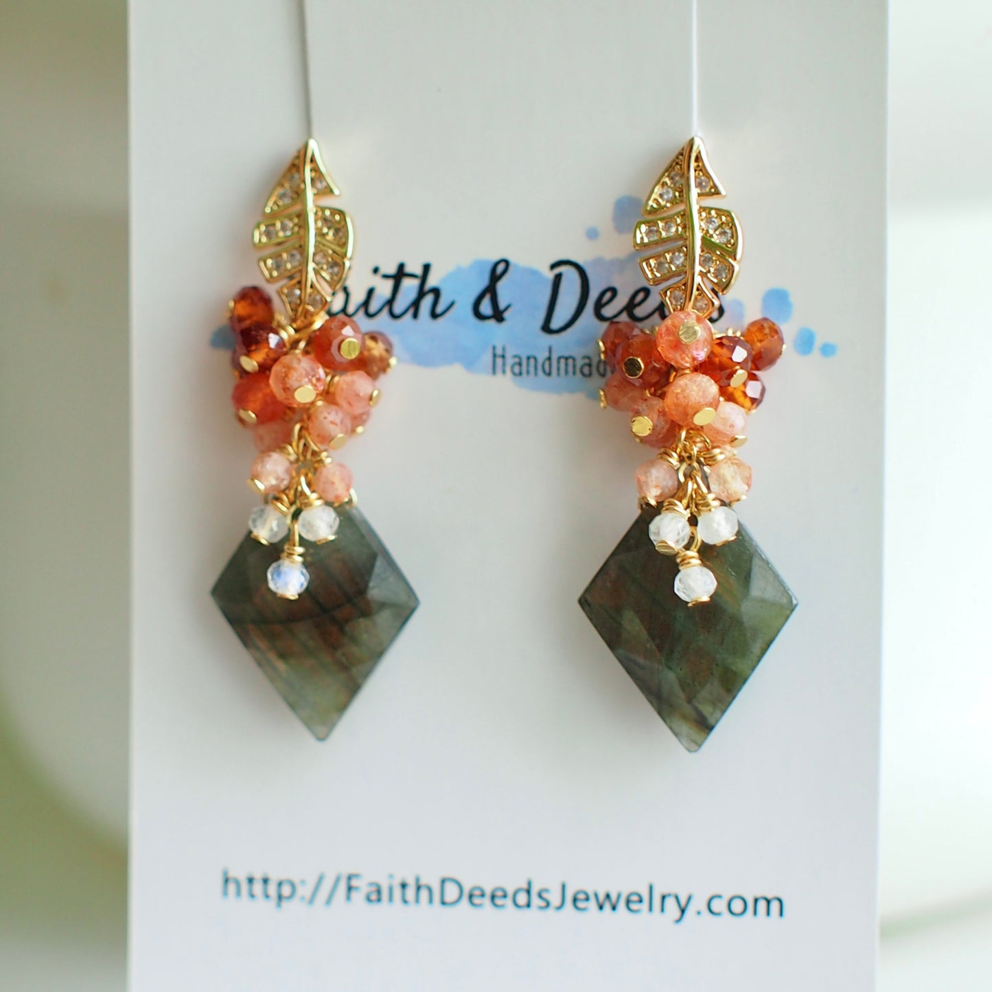 Labradorite Statement Earrings // 14K Gold-filled // Gem Cluster