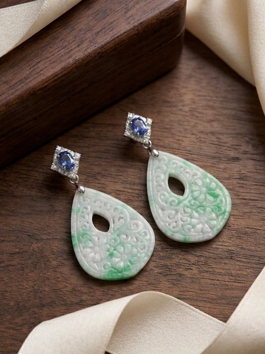 Type A Carved Jadeite Earrings // Detachable Studs