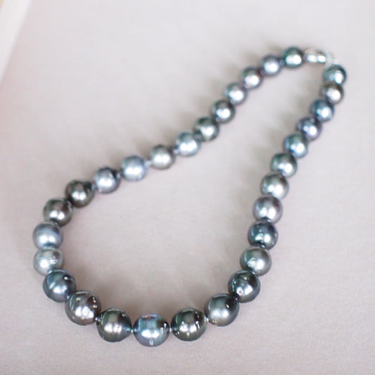 Baroque Tahitian Pearl Necklace // Platinum Gray // 12-14mm
