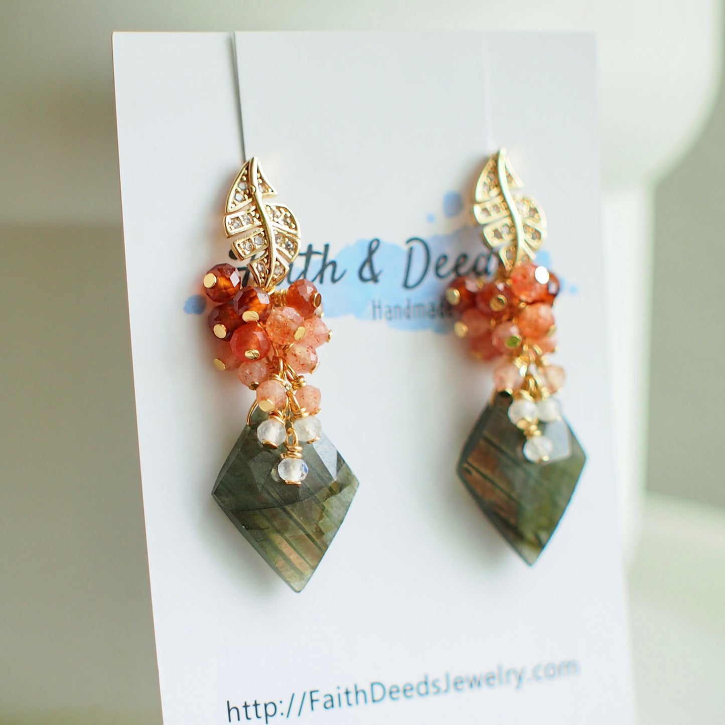 Labradorite Statement Earrings // 14K Gold-filled // Gem Cluster