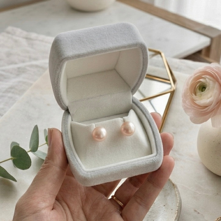 Pink Edison Pearls Studs // 10mm // 925 Sterling Silver
