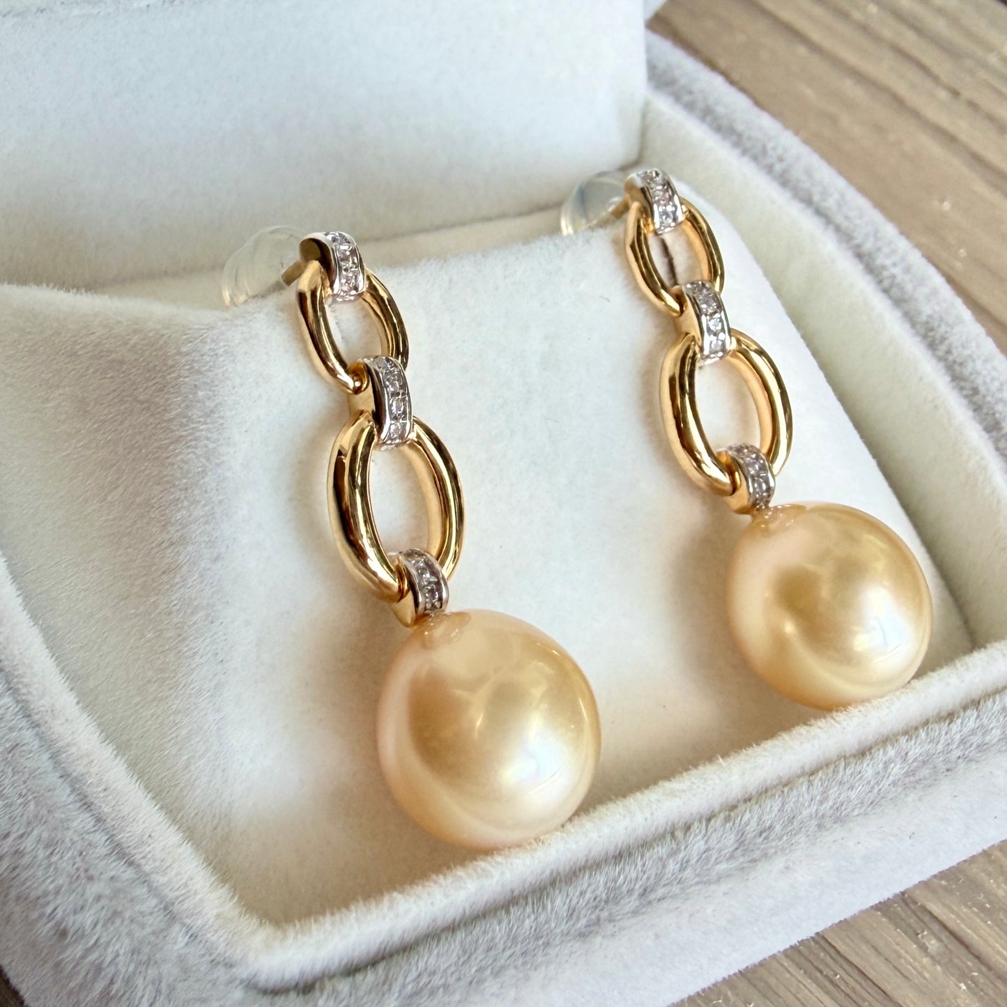 11mm Teardrop Golden South Sea Pearl Earrings