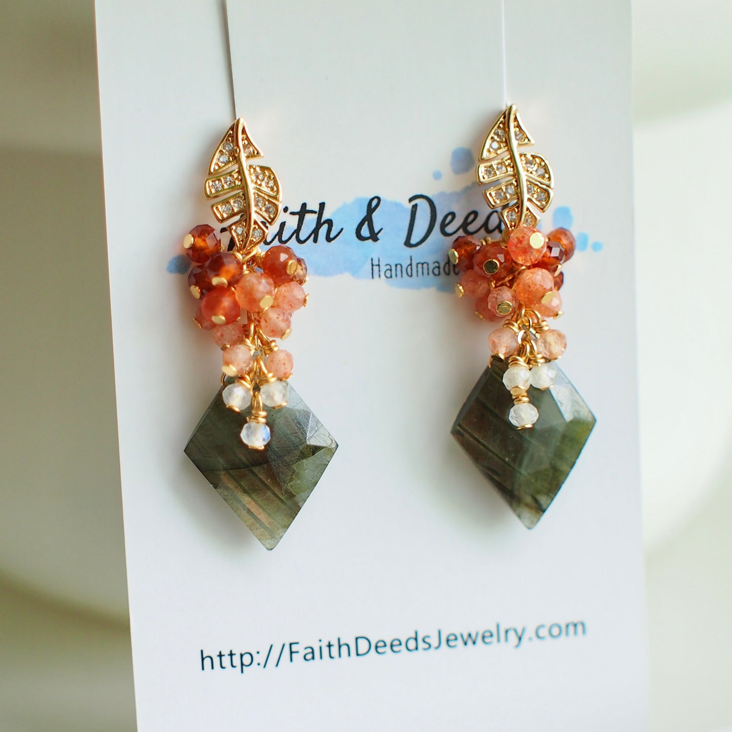 Labradorite Statement Earrings // 14K Gold-filled // Gem Cluster