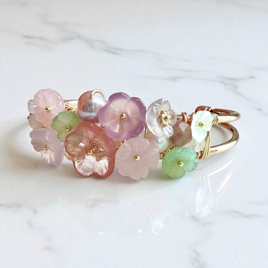 Cuff Bracelet // Gems & Pearls // Garden Theme