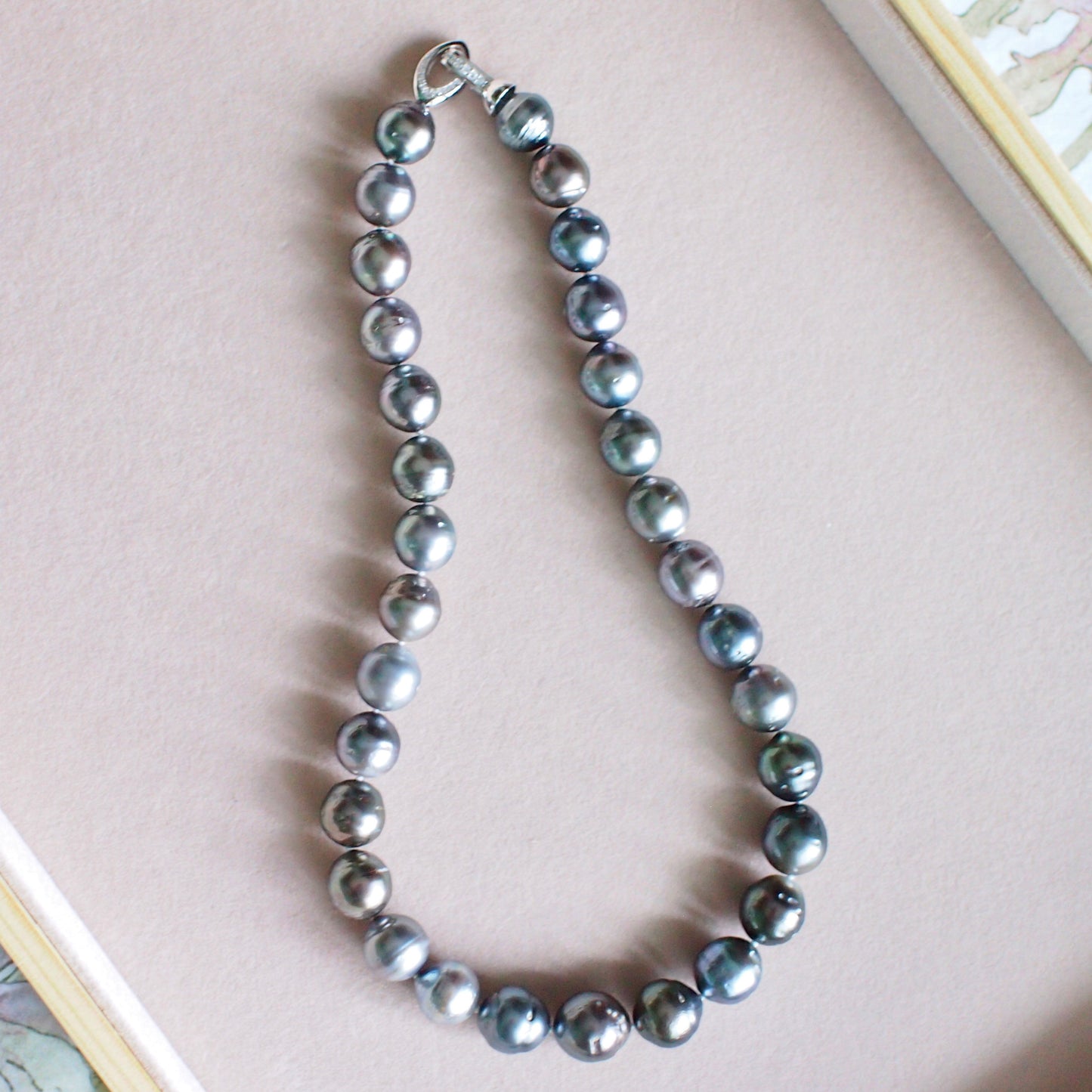 Baroque Tahitian Pearl Necklace // Platinum Gray // 12-14mm