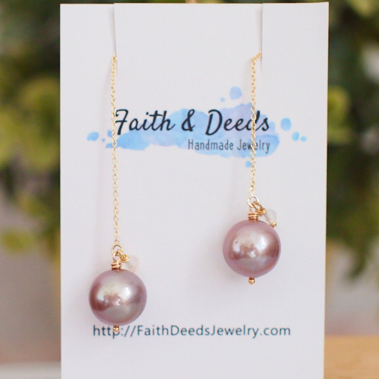 Purple Edison Pearl Earrings // Simple Threader Earrings // Rainbow Moonstone // 14K Gold-filled // Dangling Style // Sassy