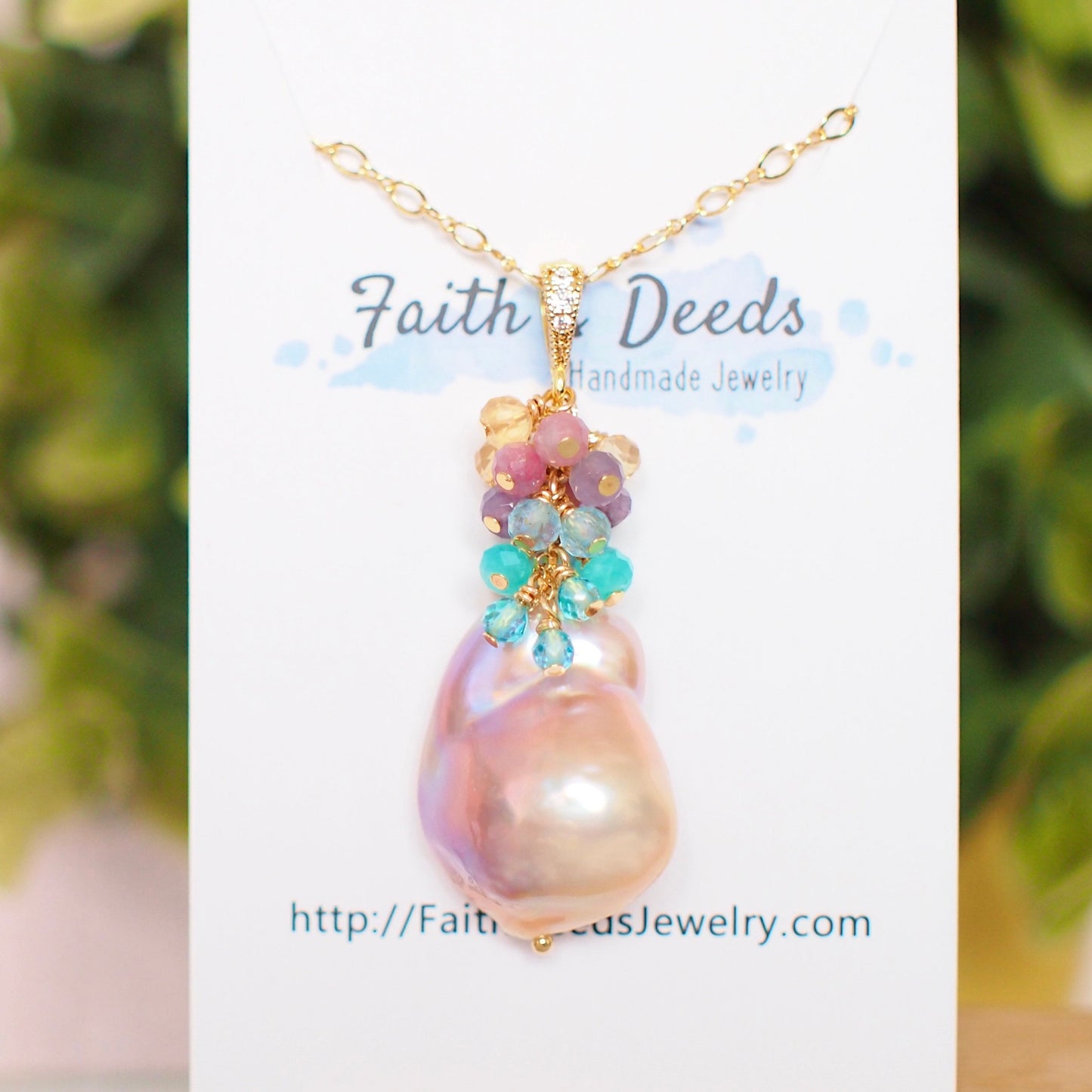 Rainbow Baroque Pearl Pendant // Flameball Pearl // Statement Necklace // Unicorn Colour // 14K Gold-filled