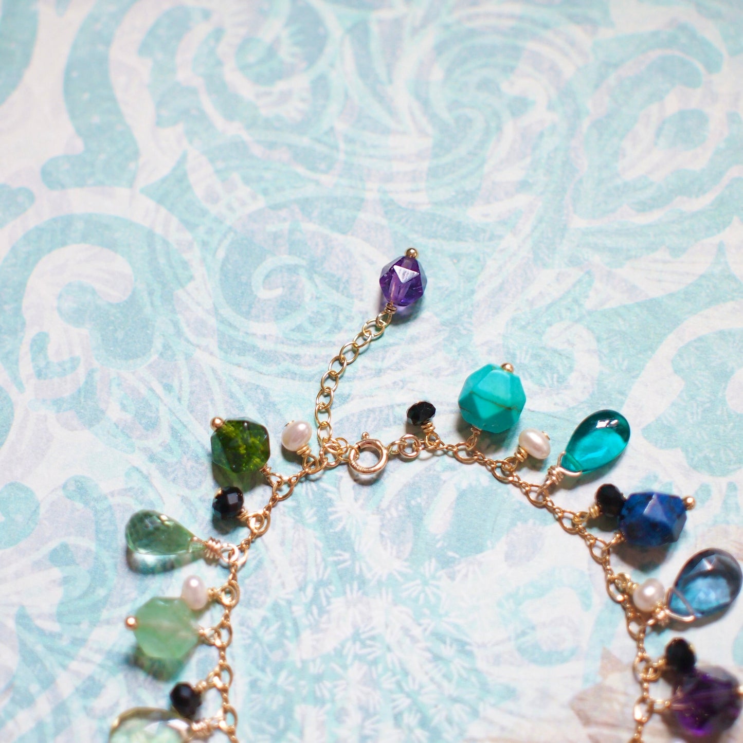Rainbow Gem Stones Bracelet // Colourful and Chic // 14K Gold-filled // For Fun Lovers