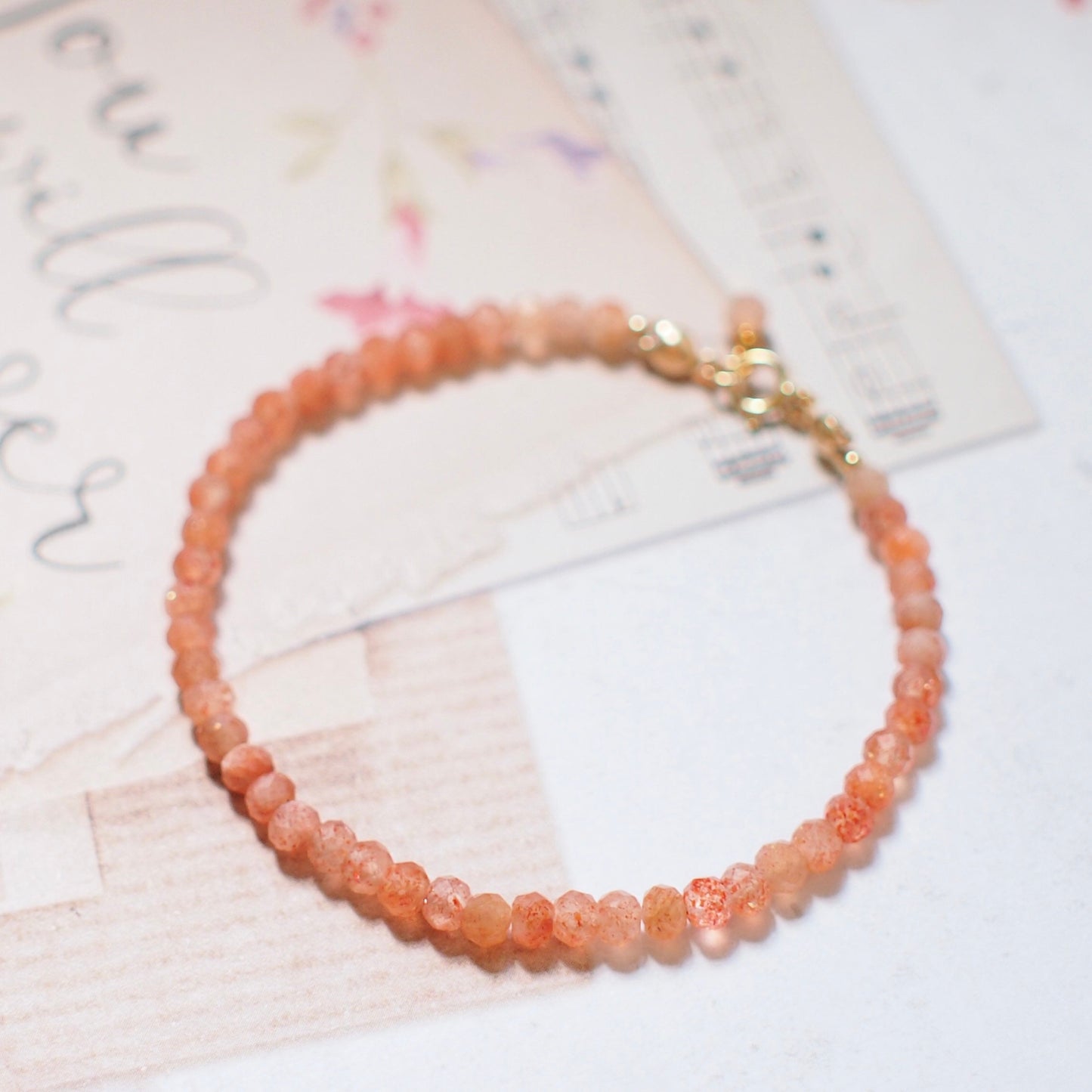 Sunstone Bracelet // 14K Gold-filled // Golden Peach Colour // Stackable
