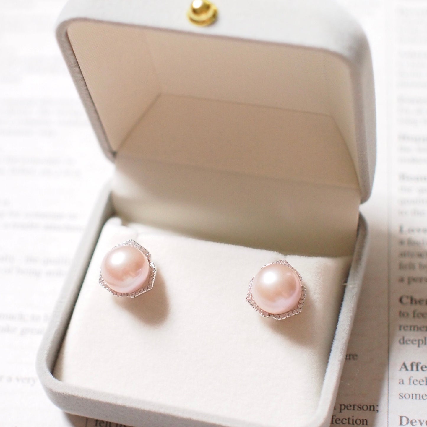 Fresh Water Pearls Studs // 10mm // Detachable Frames // 18K White Gold Plated over Sterling Silver