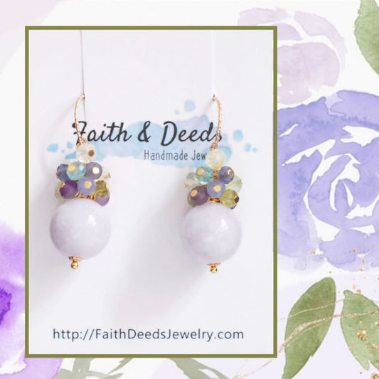 Type A Burmese Lavender Jade Ball Earrings // Gem Cluster // 14K Gold-filled // Modern and Feminine