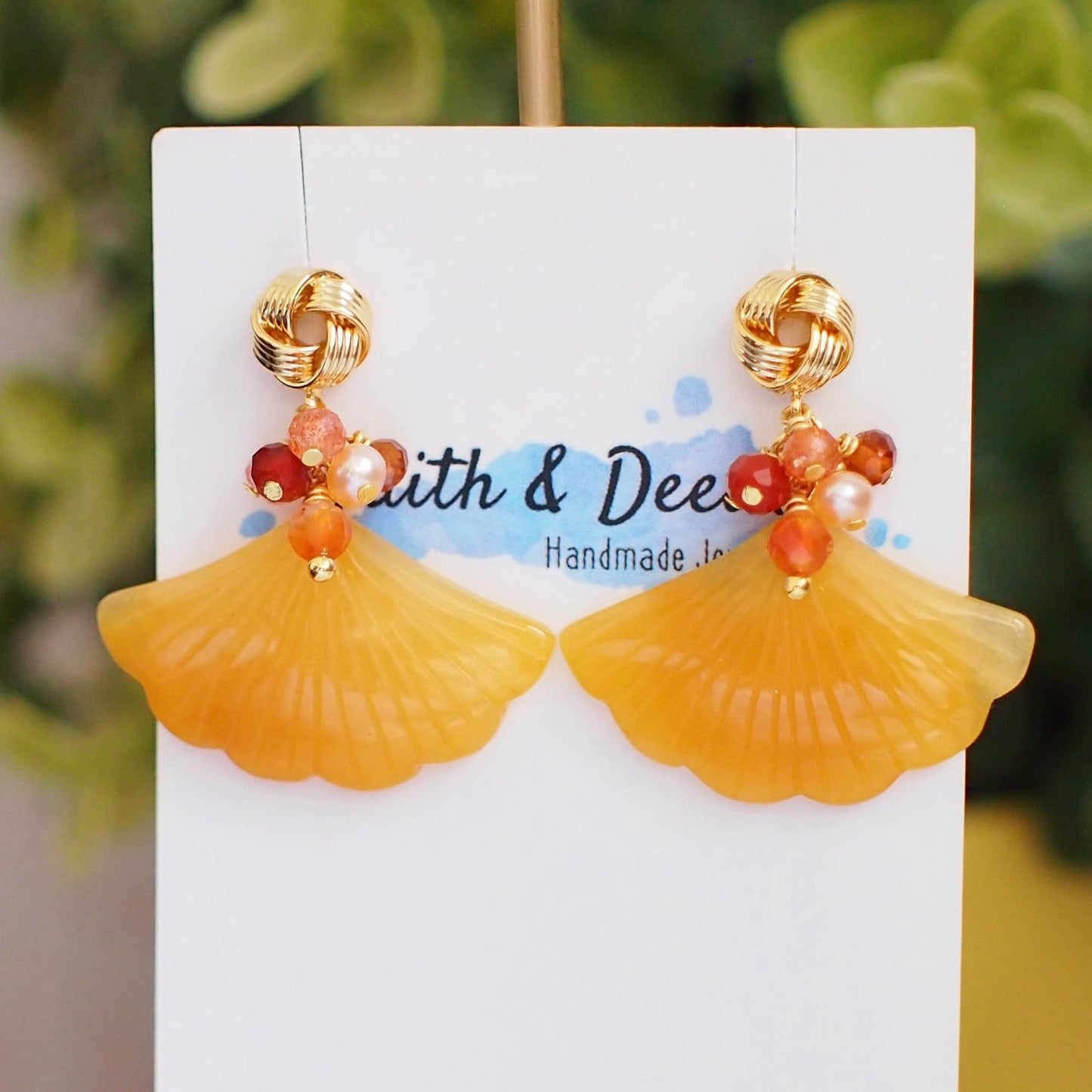 Type A Yellow Jade Earrings // Statement Earrings // Gems Cluster // Charming & Elegant