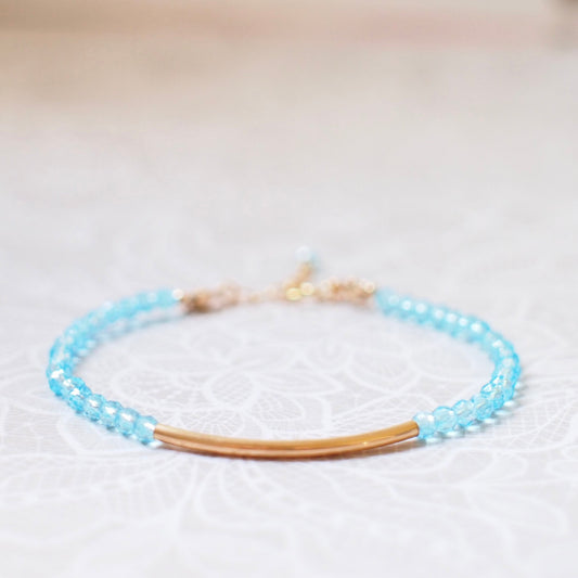 Blue Topaz Bracelet // 14K Gold-filled // Dainty & Bright // Stackable