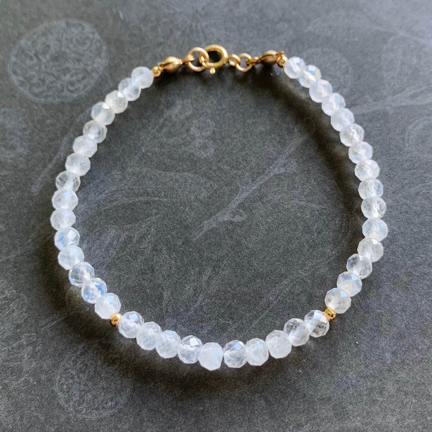 Blue Moonstones Bracelet // Rainbow Moonstones // Sparkly & Elegant // 14K Gold-filled // Stackable