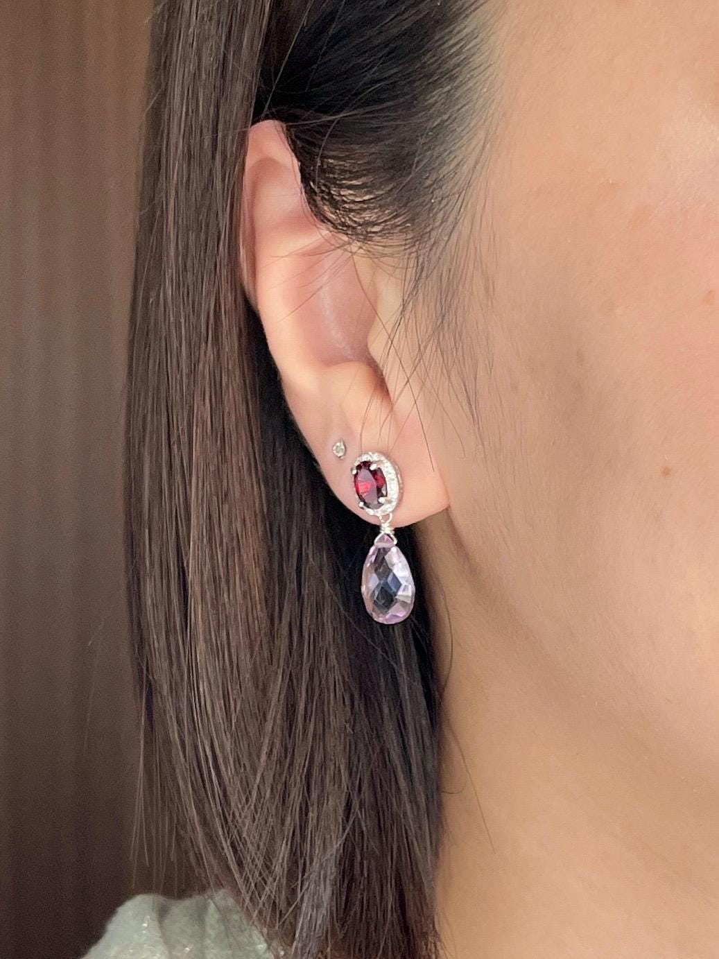 Gem Stone Earrings // Sparkly & Elegant // 18K Gold Plated Over Sterling Silver