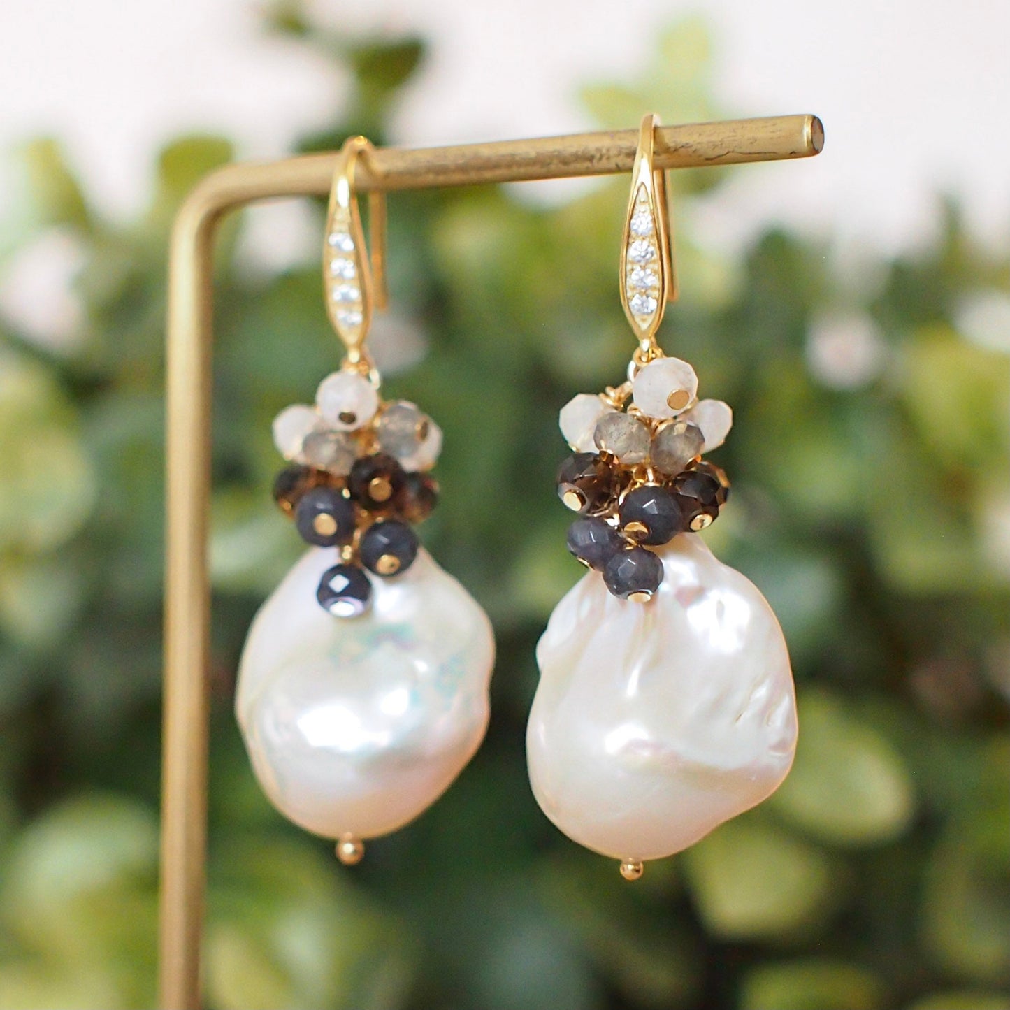 Baroque Pearl Earrings // Flameball Pearls /Gem Cluster // 14K Gold-filled // Elegant & Timeless