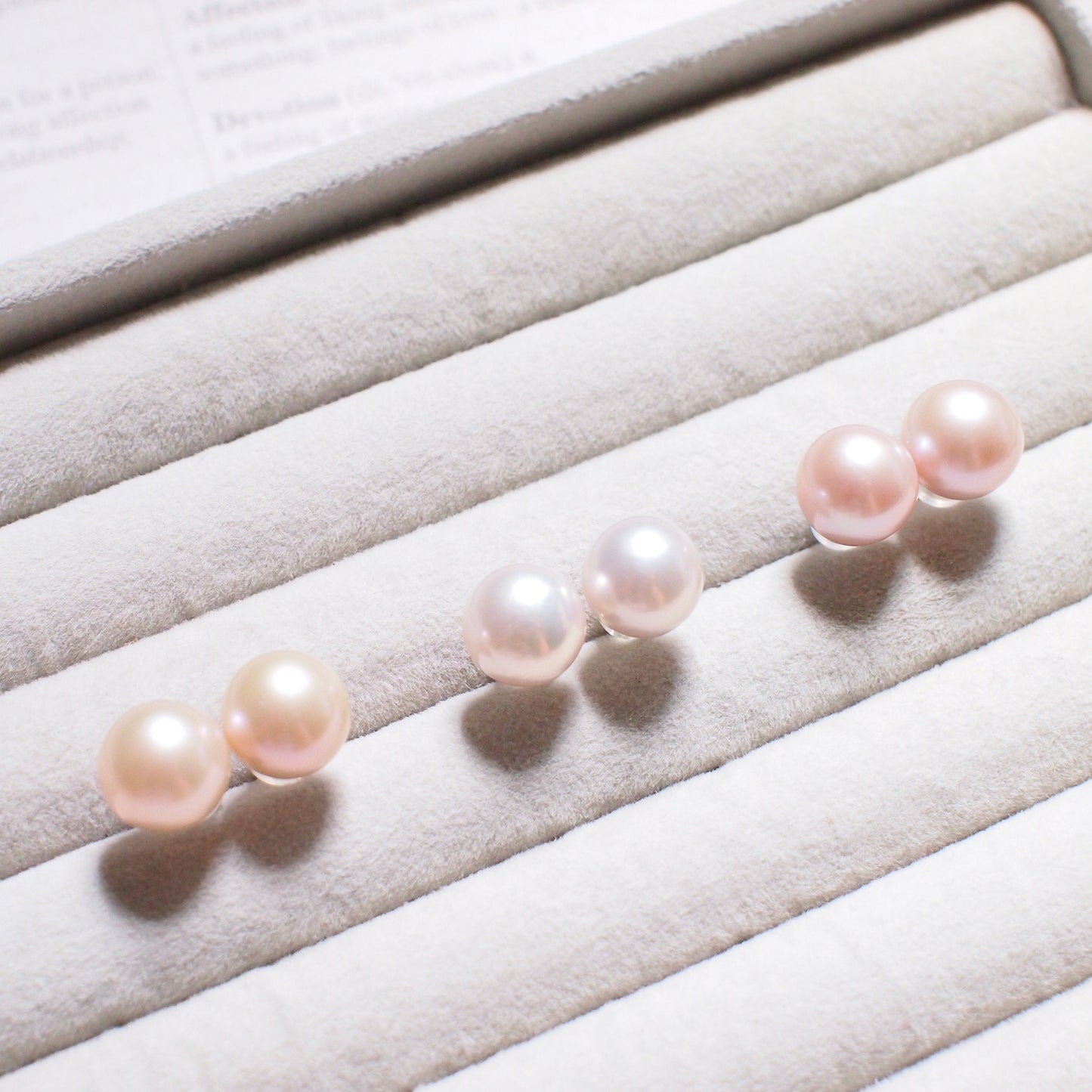 Fresh Water Pearls Studs // 10mm // Detachable Frames // 18K White Gold Plated over Sterling Silver